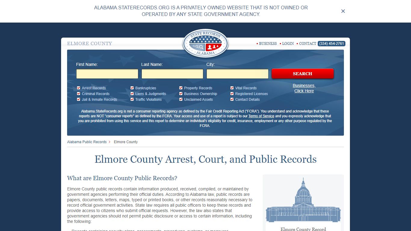 Elmore County Arrest, Court, and Public Records